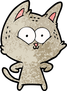 Bir insan tarafından çizilmiş çizgi film kedisi.