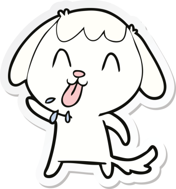 Bir insan tarafından çizilmiş şirin bir köpeğin çıkartması.