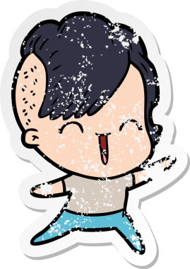 Bir insan tarafından çizilmiş mutlu bir hippi kızın sıkıntılı çıkartması.