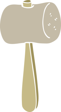 Bir insan tarafından çizilmiş düz renkli karton çekiç.