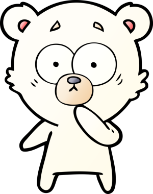 Bir insan tarafından çizilmiş gergin bir kutup ayısı çizgi filmi.