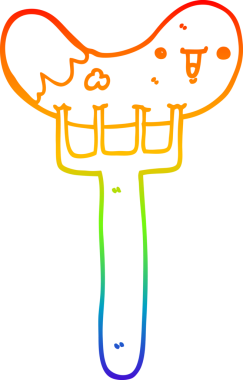 gökkuşağı gradyan çizimi bir insan tarafından çizilmiş sosis ve çatal