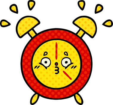 bir insan tarafından çizilmiş bir çalar saatin çizgi roman tarzı