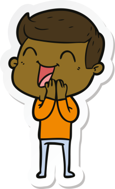 Bir insan tarafından çizilmiş bir karikatür adamın çıkartması.