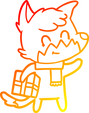 Bir insan tarafından çizilmiş mutlu tilki çizgi çizimi.