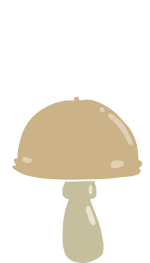 Bir insan tarafından çizilmiş spor bulutlu düz renkli çizgi film mantarı.