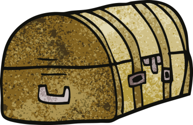 Bir insan tarafından çizilmiş karalama seyahat sandığı.