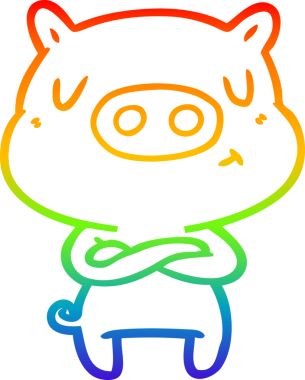 gökkuşağı gradyan çizgi çizimi bir insan tarafından çizilmiş içerikli domuz