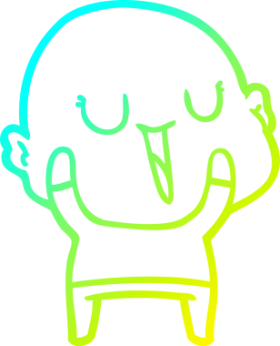 Bir insan tarafından çizilmiş, mutlu, kel bir adamın çizdiği soğuk çizgi.