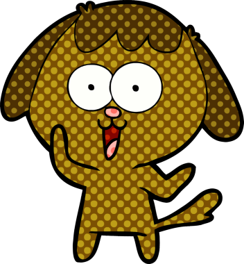 Bir insan tarafından çizilmiş şirin bir çizgi film köpeği.