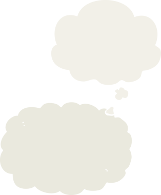 Düşünce baloncuğu olan karikatür bulutu insan tarafından çizilmiş.