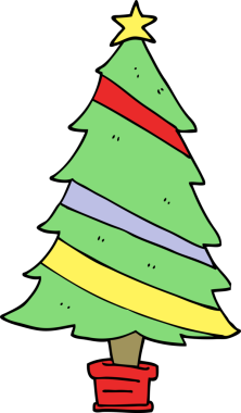 Bir insan tarafından çizilmiş karikatür noel ağacı