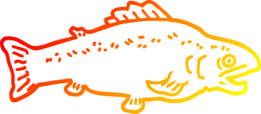 Bir insan tarafından çizilmiş büyük bir balığın sıcak çizgi çizimi