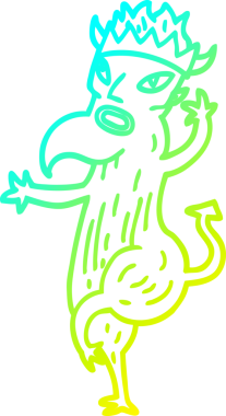 Bir insan tarafından çizilen çizgi film şeytanının soğuk gradyan çizgisi