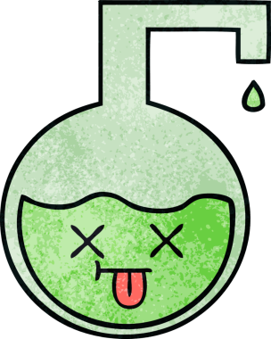 Bir insan tarafından çizilmiş bir bilimsel deneyin retro grunge doku karikatürü