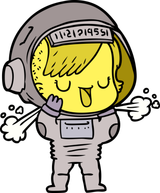 Bir insan tarafından çizilmiş astronot kadın.