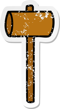 Bir insan tarafından çizilmiş bir tokmağın çizilmiş, kederli çıkartması.