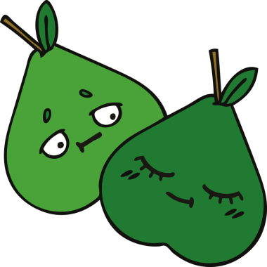 Bir insan tarafından çizilmiş armut karikatürü.