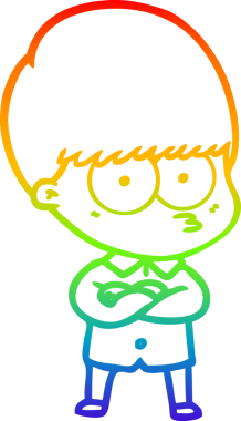 Gökkuşağı gradyan çizgi çizimi Bir insan tarafından çizilmiş bir çizgi film çocuğu