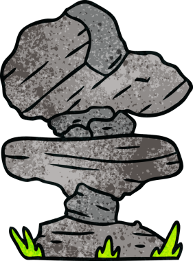 Bir insan tarafından çizilmiş gri kaya parçasının el çizimi karikatürü.