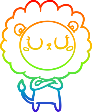 gökkuşağı gradyan çizgi çizimi bir insan tarafından çizilmiş bir aslan