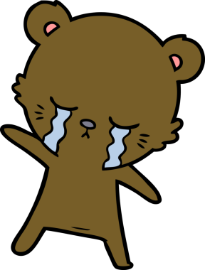 Bir insan tarafından çizilmiş ağlayan çizgi film ayısı.