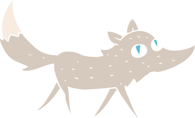 Bir insan tarafından çizilmiş küçük kurdun düz renk çizimi