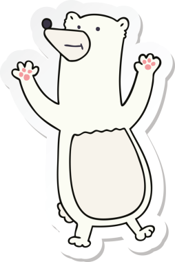 Bir insan tarafından çizilmiş garip bir kutup ayısının çıkartması.