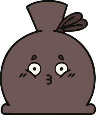 Bir insan tarafından çizilmiş şirin bir çuval karikatürü