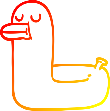 Bir insan tarafından çizilmiş sarı halka bir ördeğin sıcak çizgi çizimi