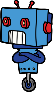 Bir insan tarafından çizilmiş çizgi film robotu