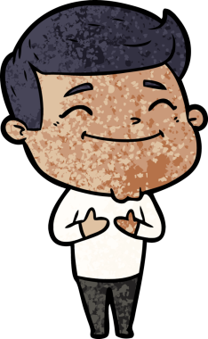 Bir insan tarafından çizilmiş mutlu çizgi film adamı.