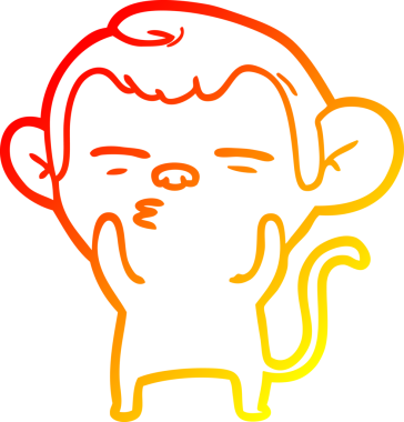 Bir insan tarafından çizilmiş şüpheli bir maymunun sıcak çizgi çizimi