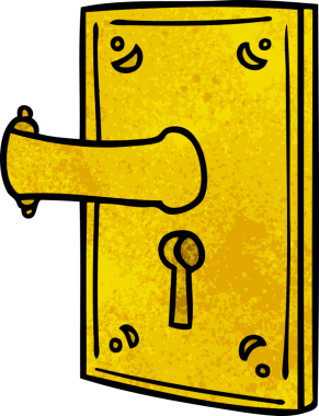 Bir insan tarafından çizilmiş el çizimi bir kapı kolu karalaması.