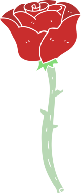 Bir insan tarafından çizilmiş gülün düz renk çizimi