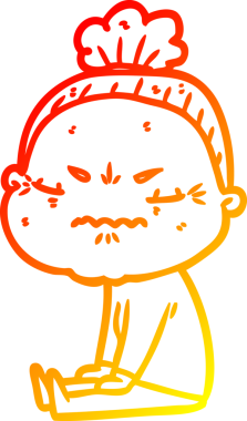 Bir insan tarafından çizilmiş, karikatür çizen yaşlı bir kadın.