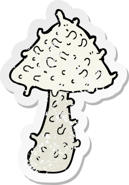 Bir insan tarafından çizilmiş karikatür mantarının gerilmiş yapıştırması.