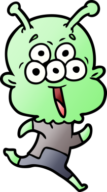 Bir insan tarafından çizilen mutlu uzaylı çizgi filmi.