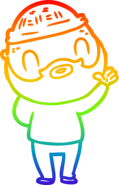 Gökkuşağı gradyan çizgi çizimi bir insan tarafından çizilmiş sakallı bir adamın