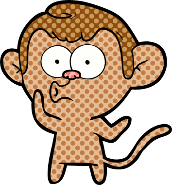 Bir insan tarafından çizilmiş korna çalan maymun.