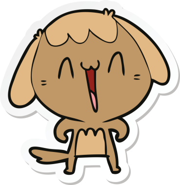 Bir insan tarafından çizilmiş şirin bir köpeğin çıkartması.