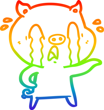 gökkuşağı gradyan çizimi bir insan tarafından çizilmiş ağlayan domuz çizgi filmi