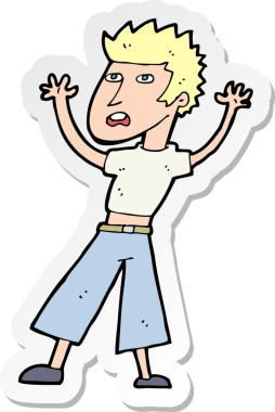 Bir insan tarafından çizilen panikleyen bir karikatürcünün çıkartması.