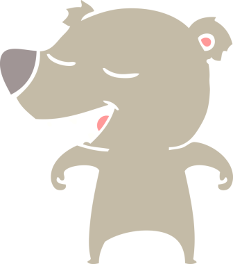 Bir insan tarafından çizilmiş düz renkli çizgi film ayısı