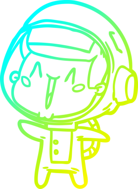 Bir insan tarafından çizilmiş mutlu bir astronotun soğuk gradyan çizimi.