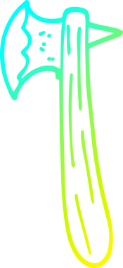 Bir insan tarafından çizilmiş eski bir baltanın soğuk eğimli çizgisi.