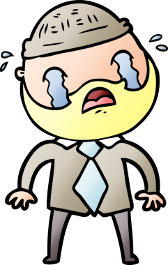 Çizgi film sakallı adam bir insan tarafından çizilmiş ağlıyor.