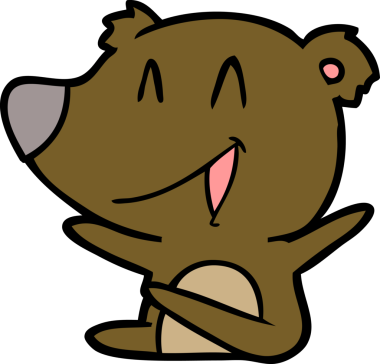 Bir insan tarafından çizilmiş gülen ayı çizgi filmi.