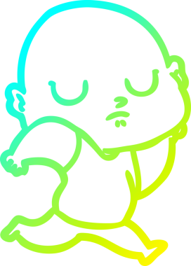 Bir insan tarafından çizilmiş kel bir adamın soğuk çizgi çizimi.