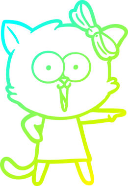 Bir insan tarafından çizilen çizgi film kedisinin soğuk gradyan çizgisi.